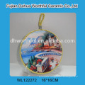 Modern design ceramic trivet with butterfly painting for wholesale